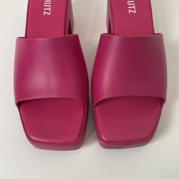 SCHUTZ Women's Mizzy Slip On Chunky Block Heel Sandals Mules Pink 9 Y2K Barbie - Picture 4 of 14